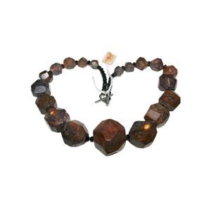 Vintage Beaded Jasper Necklace With Sterling Silver Clasp